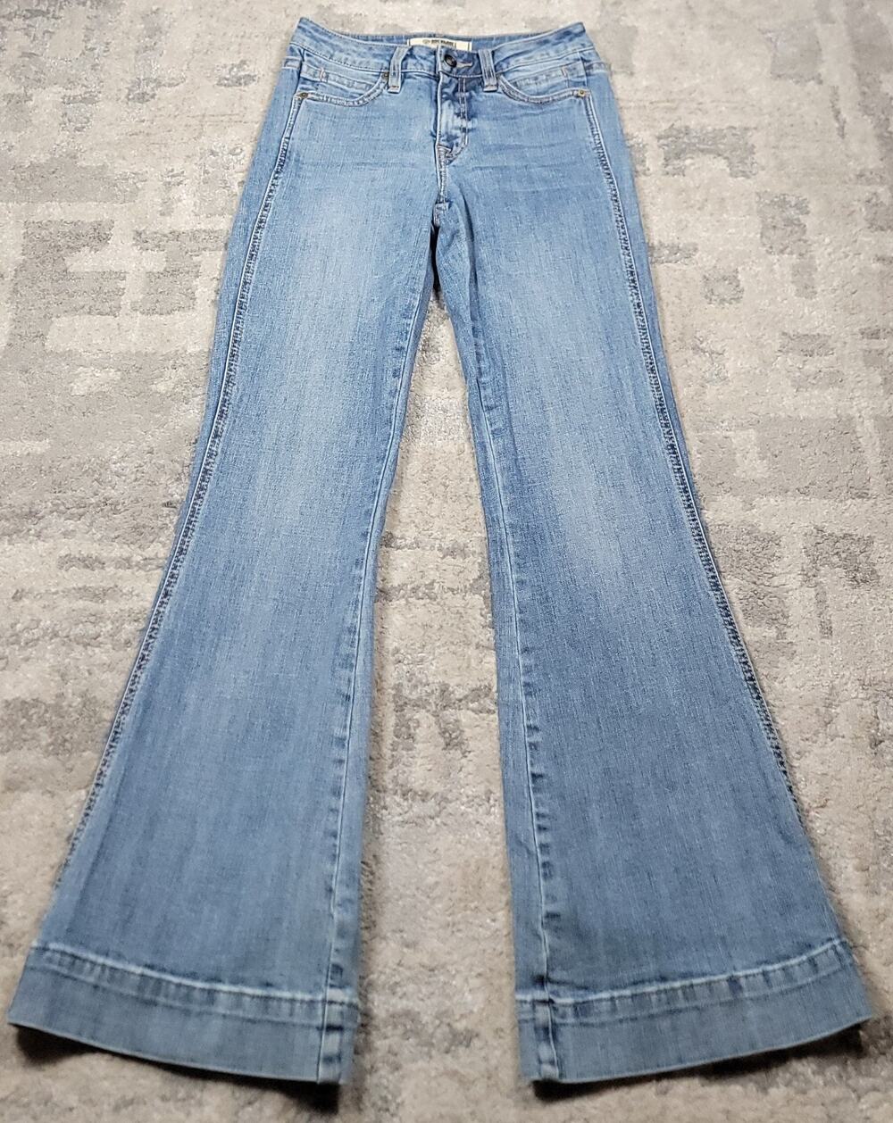 Rock ‘n Roll Women's MID-RISE Thick Hem Bootcut Blue Denim Jeans Sz 28x30.75